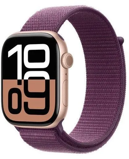 Apple Watch Series 10 GPS + Cellular 46mm - Roségold Aluminiumgehäuse mit Pflaumen-Sportarmband